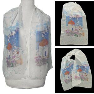 Ifasma Scarf Made In Greece with Windmill Design Rectangle Sheer Wearable Art